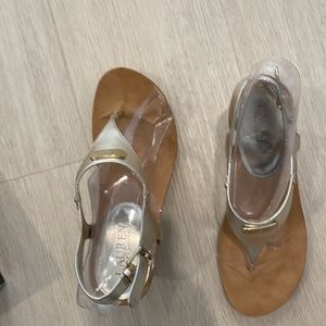 Gold and creme Ralph Lauren sandals